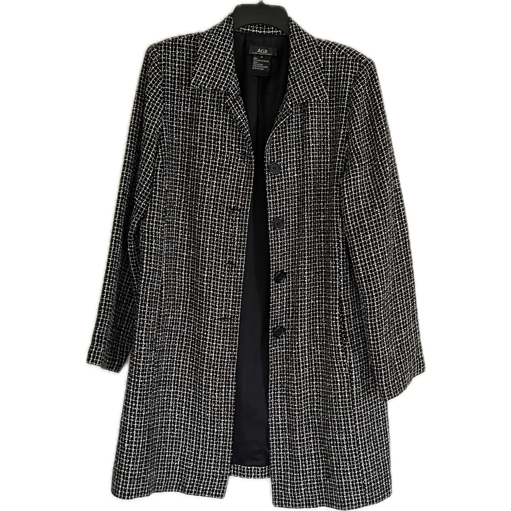 AGB Women's Black and White Checkered Coat